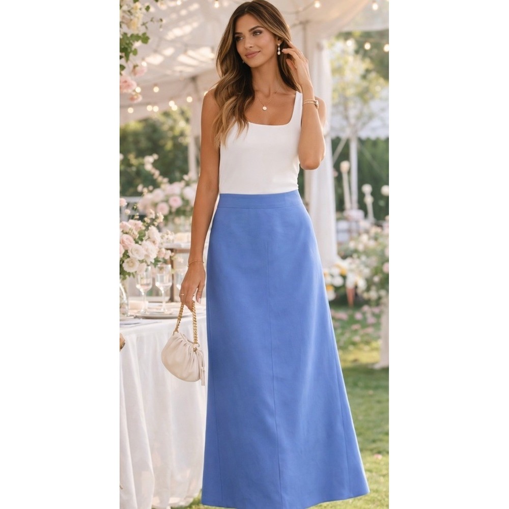 Lan Ting Column Maxi Skirt Bridesmaid Semi Formal Womens Sm/med Wedding Guest